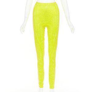 ALEXANDRE VAUTHIER AW2023 neon yellow strass crystal embellished legging pants